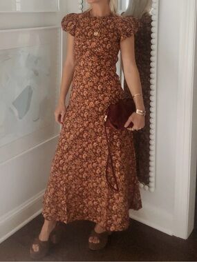 doen brown silk dress Great Plains Brown Dress (Size S)  Loft 68 Vintage